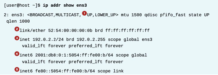 ip address show command example in CentOS