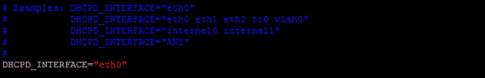 DHCPD_INTERFACE=eth0